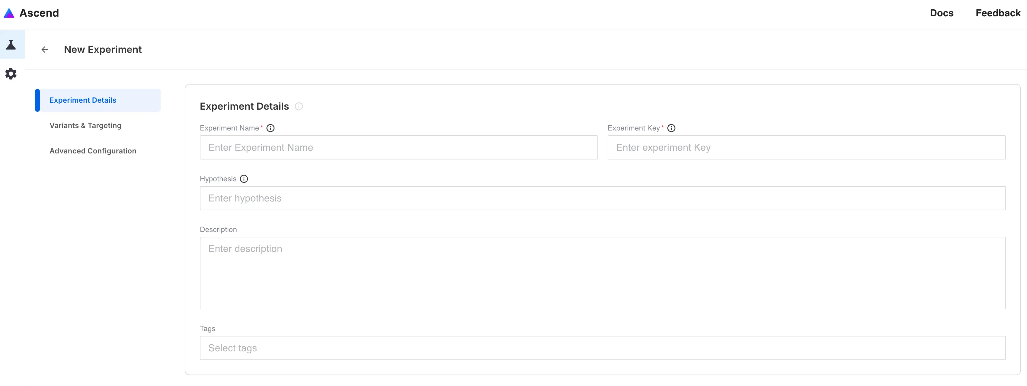 create first experiment