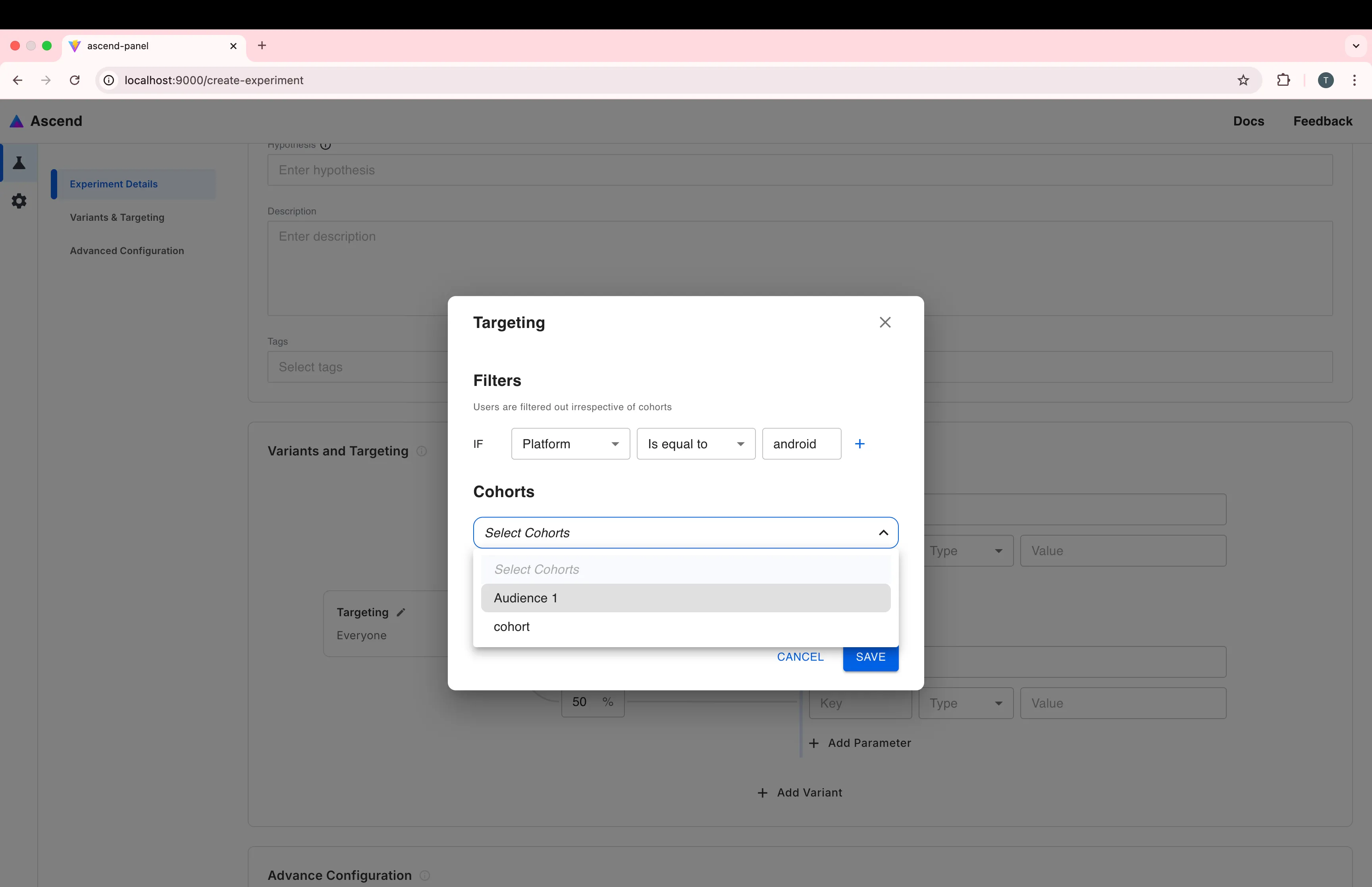 experiment targeting